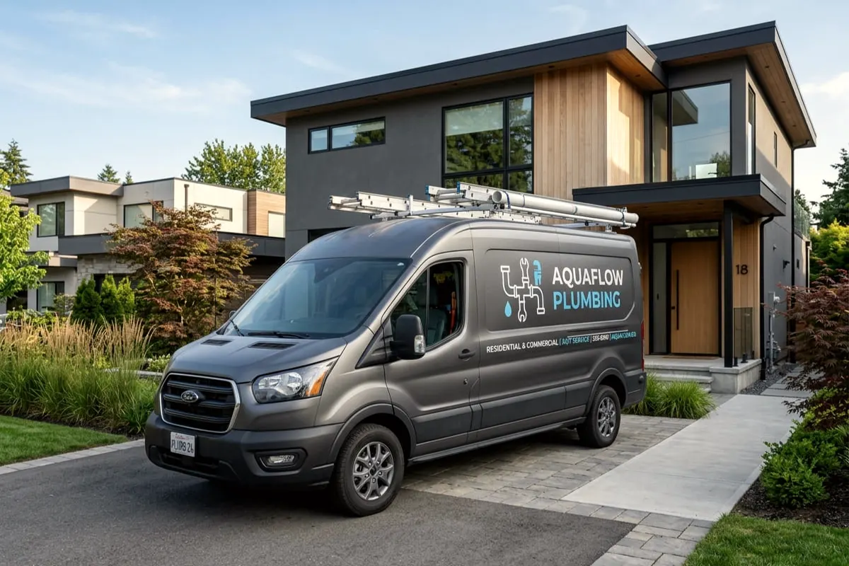 Bryan Plumbing service van outside a Miami home